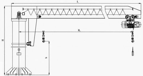Pillar mounted jib crane design drawing