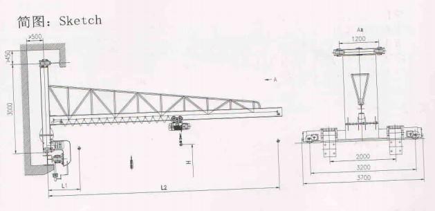 2 ton wall traveling jib crane design drawing