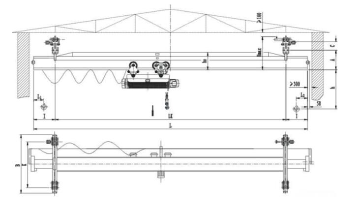 10-ton Single Girder Underslung Overhead Crane design drawing