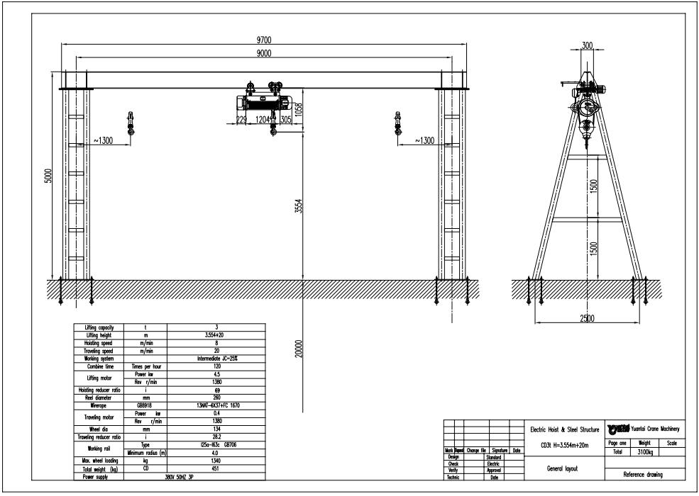 3t portable gantry crane drawing